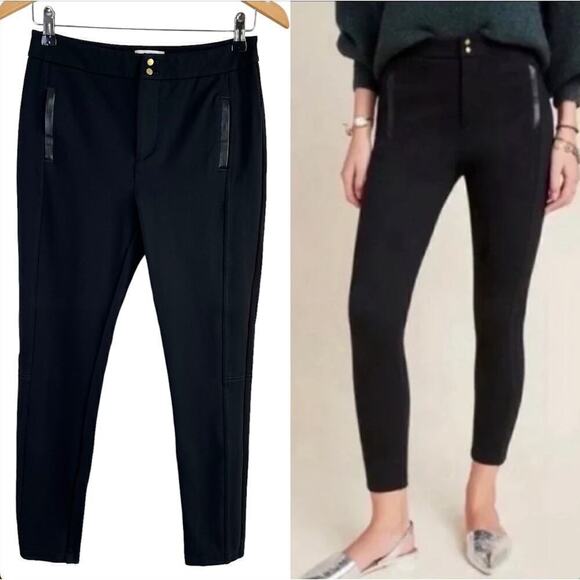 Anthropologie The Essential Slim Pants‎ Crop High Rise Stretchy in Black, Size 2 - Picture 1 of 13